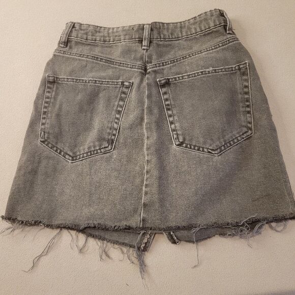ZARA Black Washed Mini Denim Jean Skirt Small - Picture 5 of 7